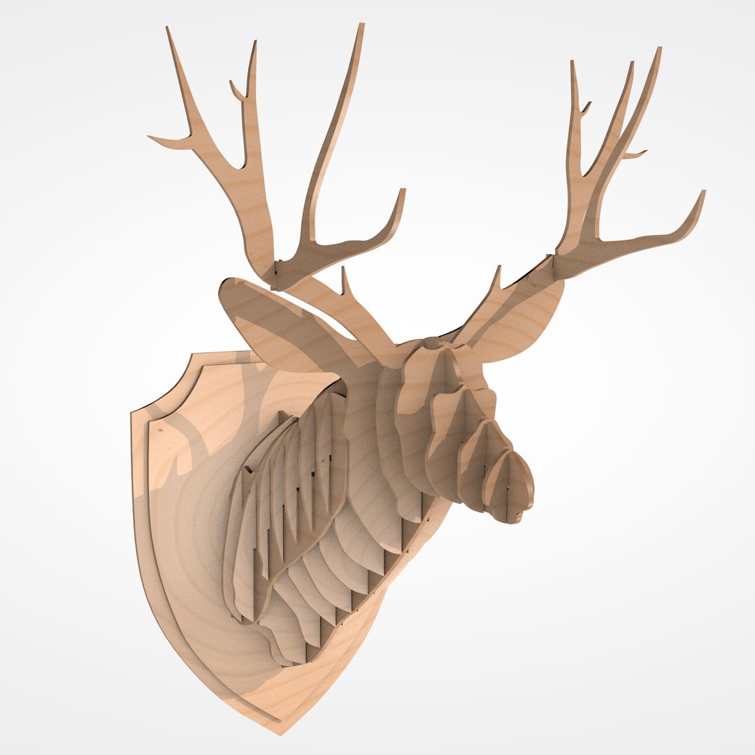 Wooden Deer Head 3d model