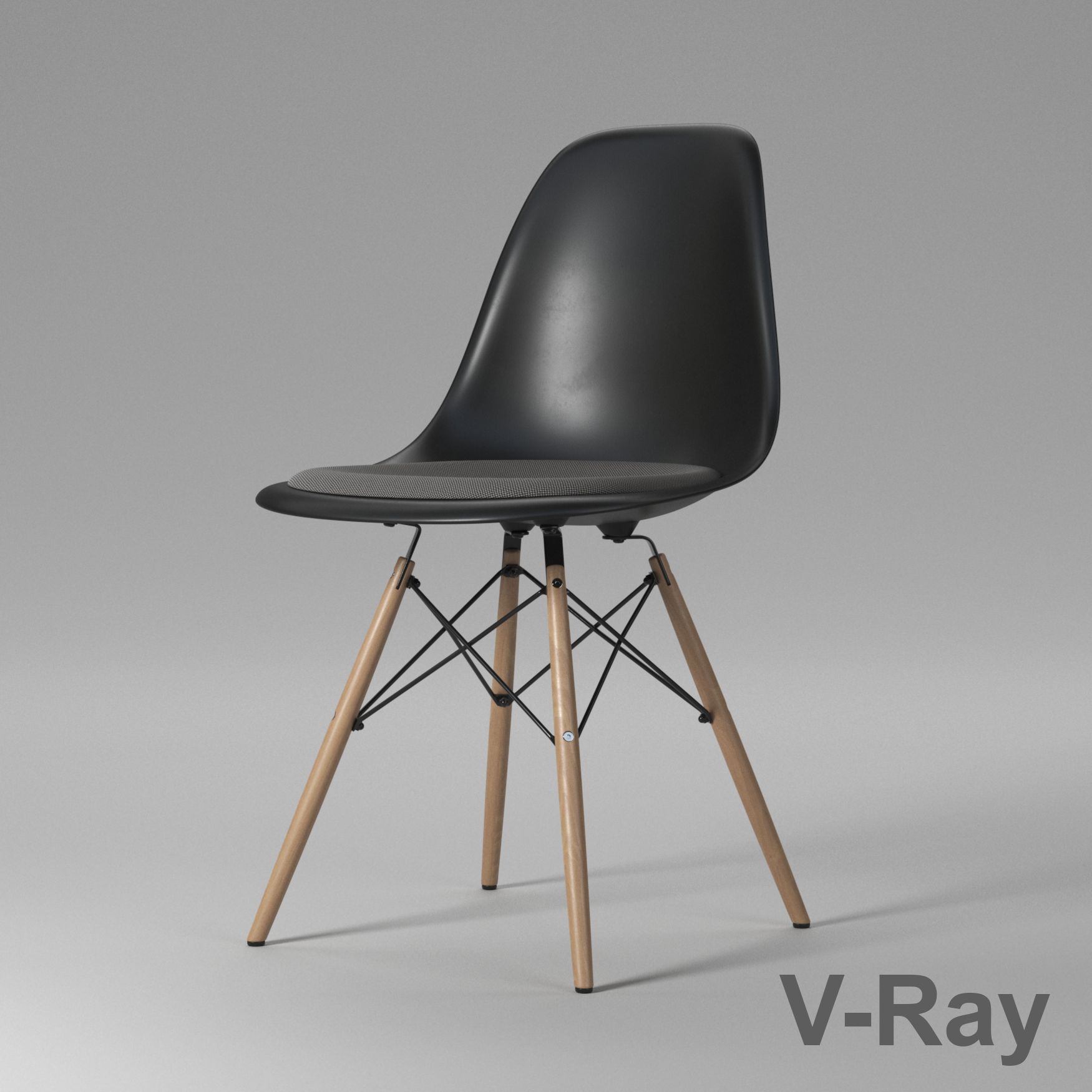 Eames塑料餐椅DSW royalty-free 3d model - Preview no. 4