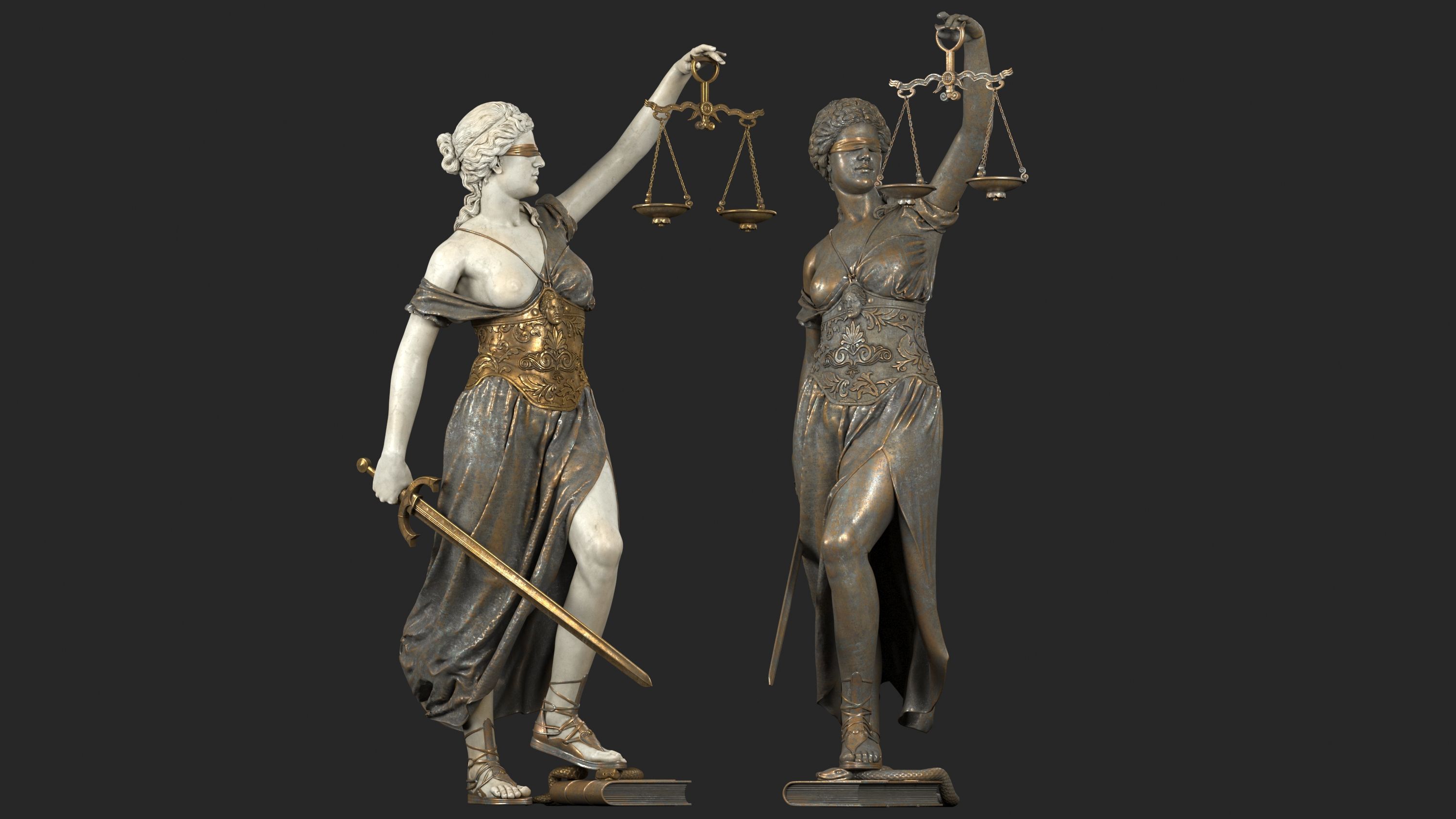 Lady Justice21 royalty-free 3d model - Preview no. 2