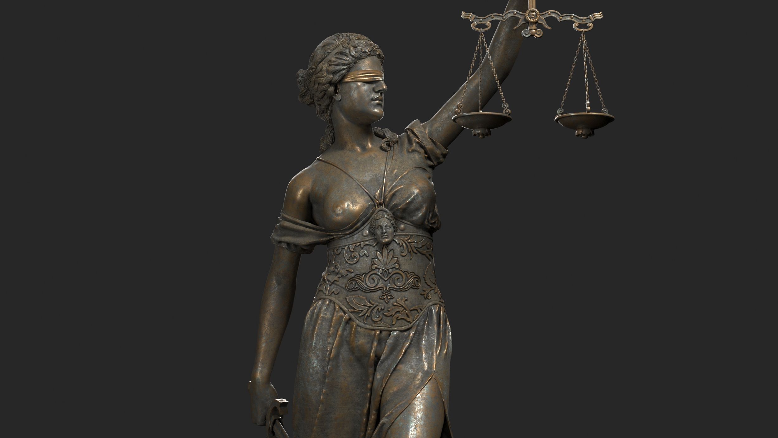 Lady Justice21 royalty-free 3d model - Preview no. 6