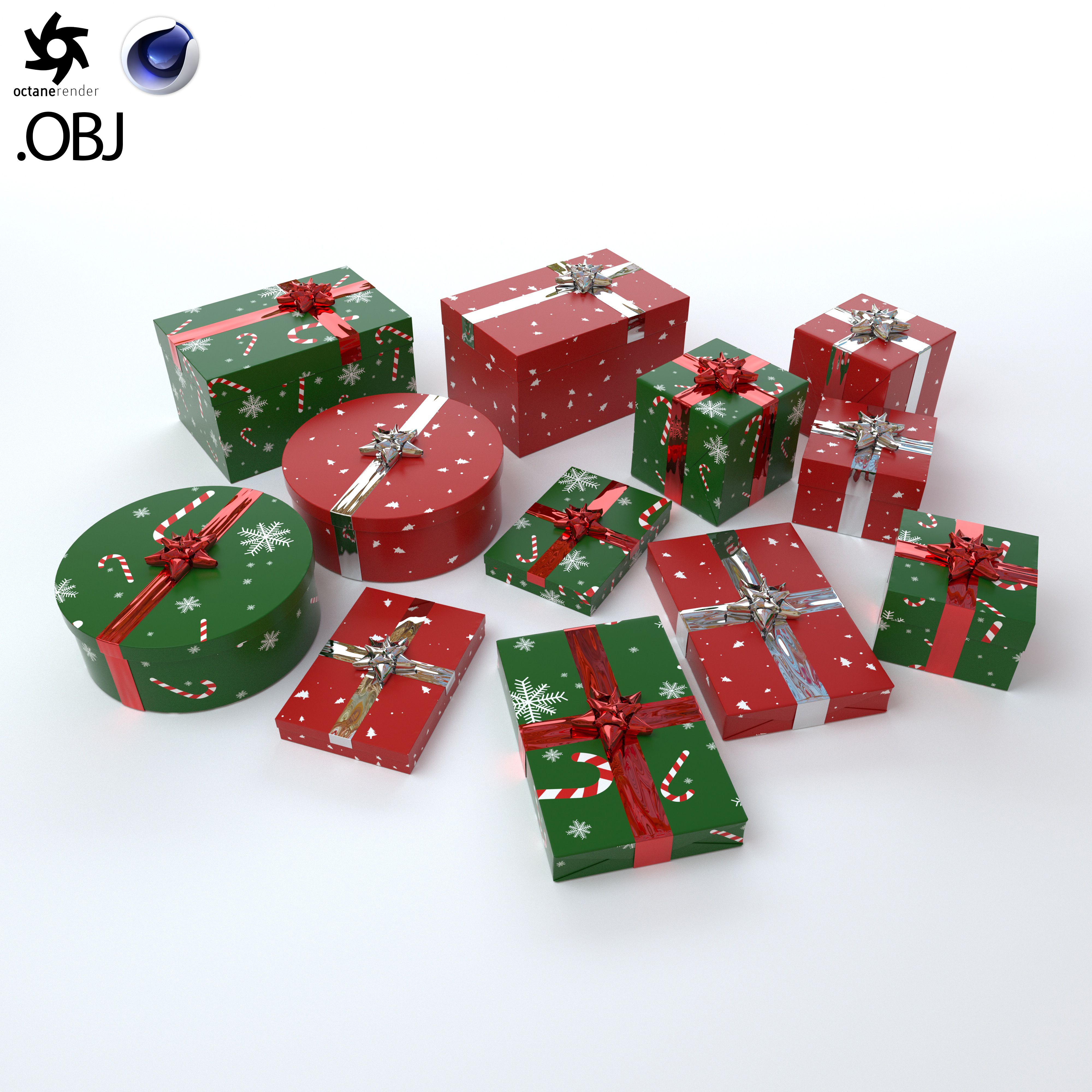 Christmas Present Set - 2 Patterns 3d model