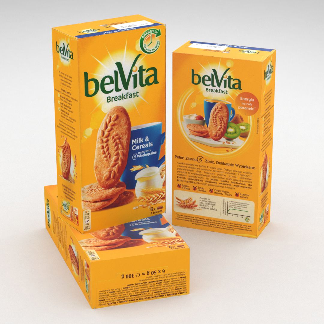 Mondelez Belvita Breakfast Milk & Cereals 300g Box Package 3d model