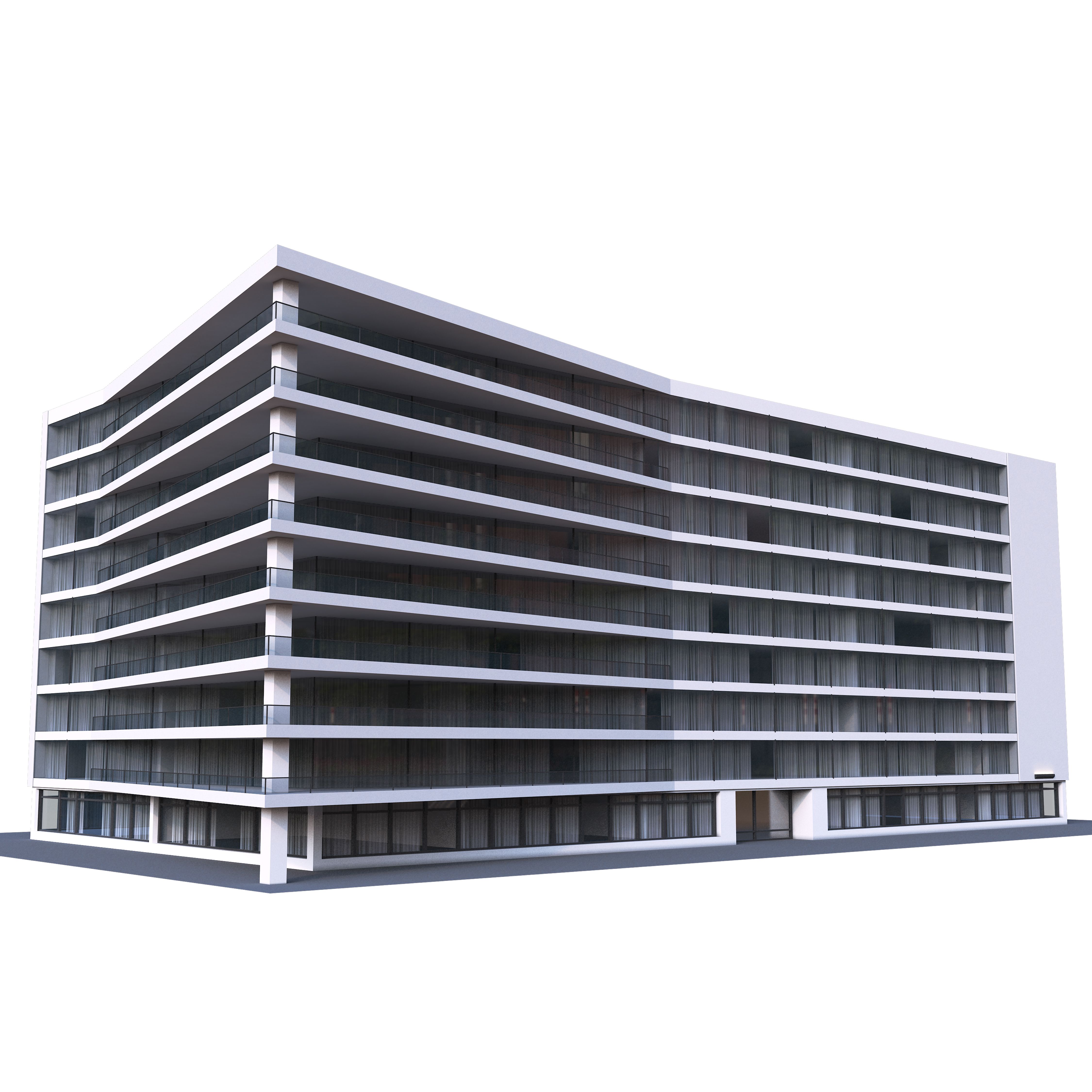 Modern Apartment Building 12 3d model