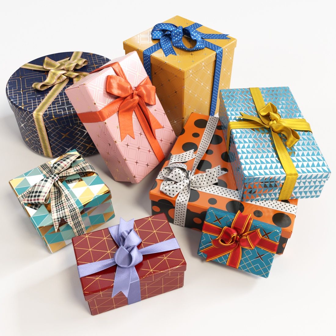 Gift boxes with bows part 2 3d model