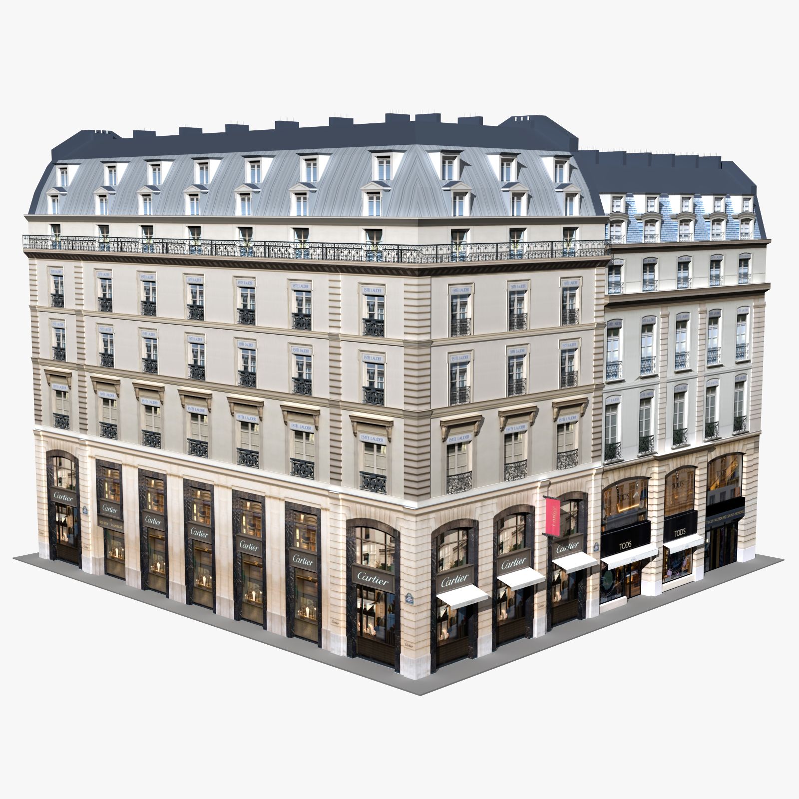 Typical Old City Buildings Paris 3d model