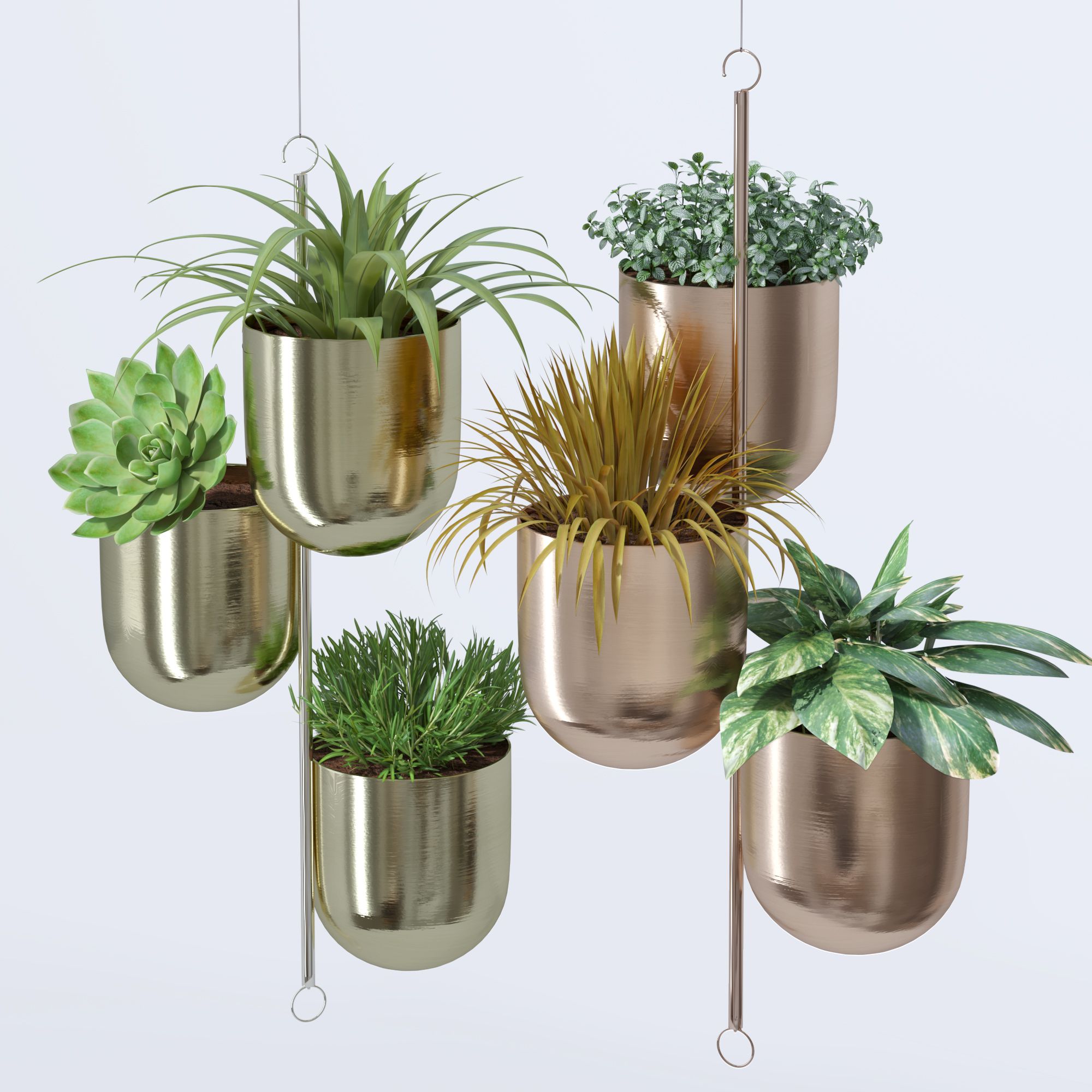 House plant indoor plant hanging metal pots 3d model