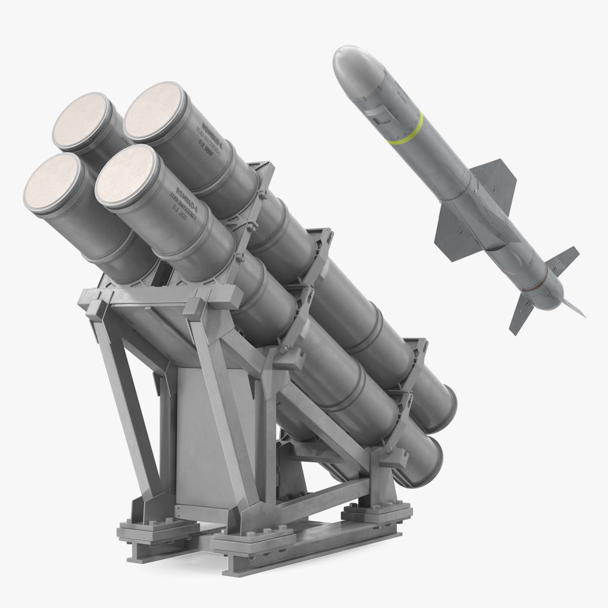 Sistema de lanzamiento de misiles MK 141 con modelo AGM 84 Harpoon Missile 3D modelo 3d