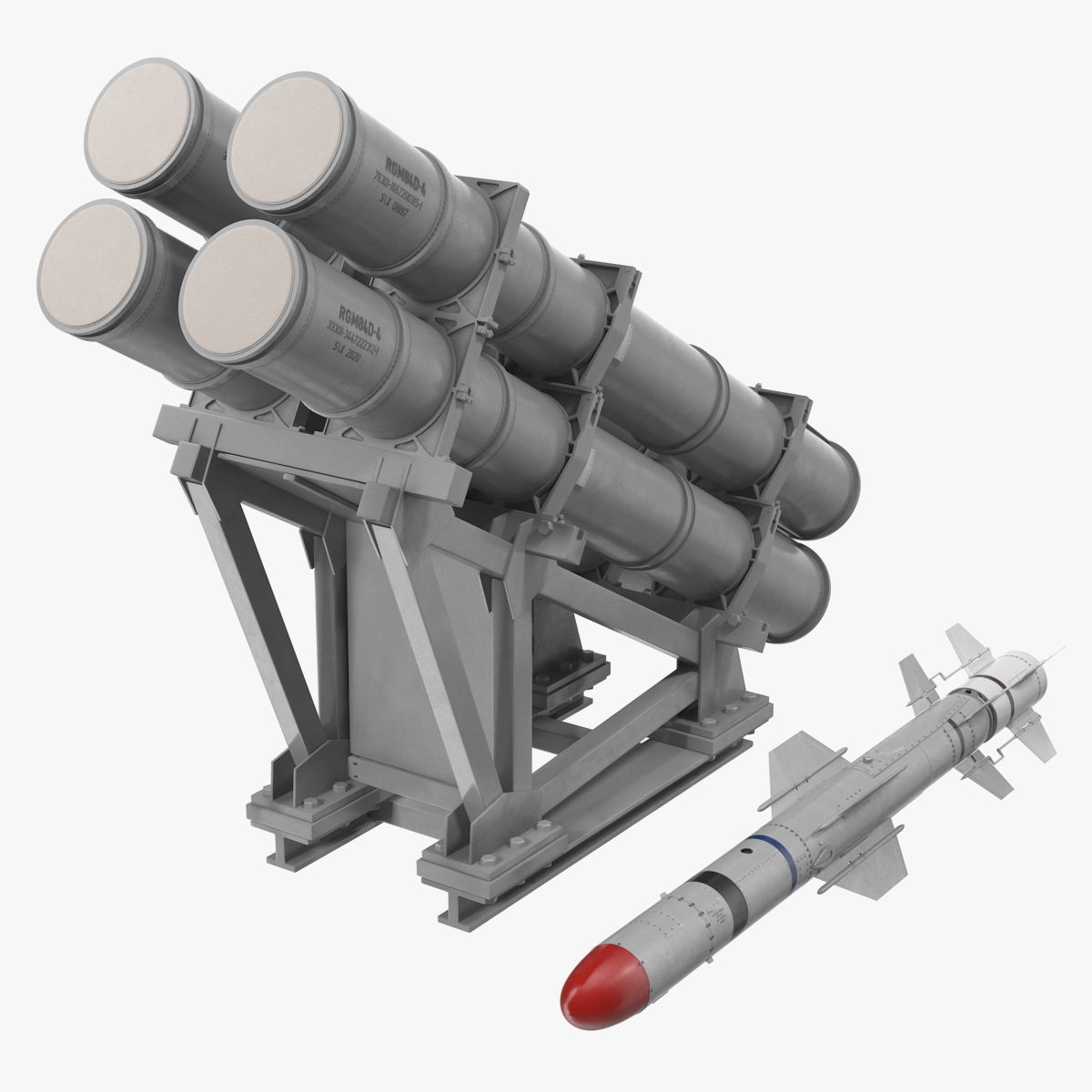 Sistema de lanzamiento MK 141 RGM con misil Harpoon Anti Ship modelo 3d