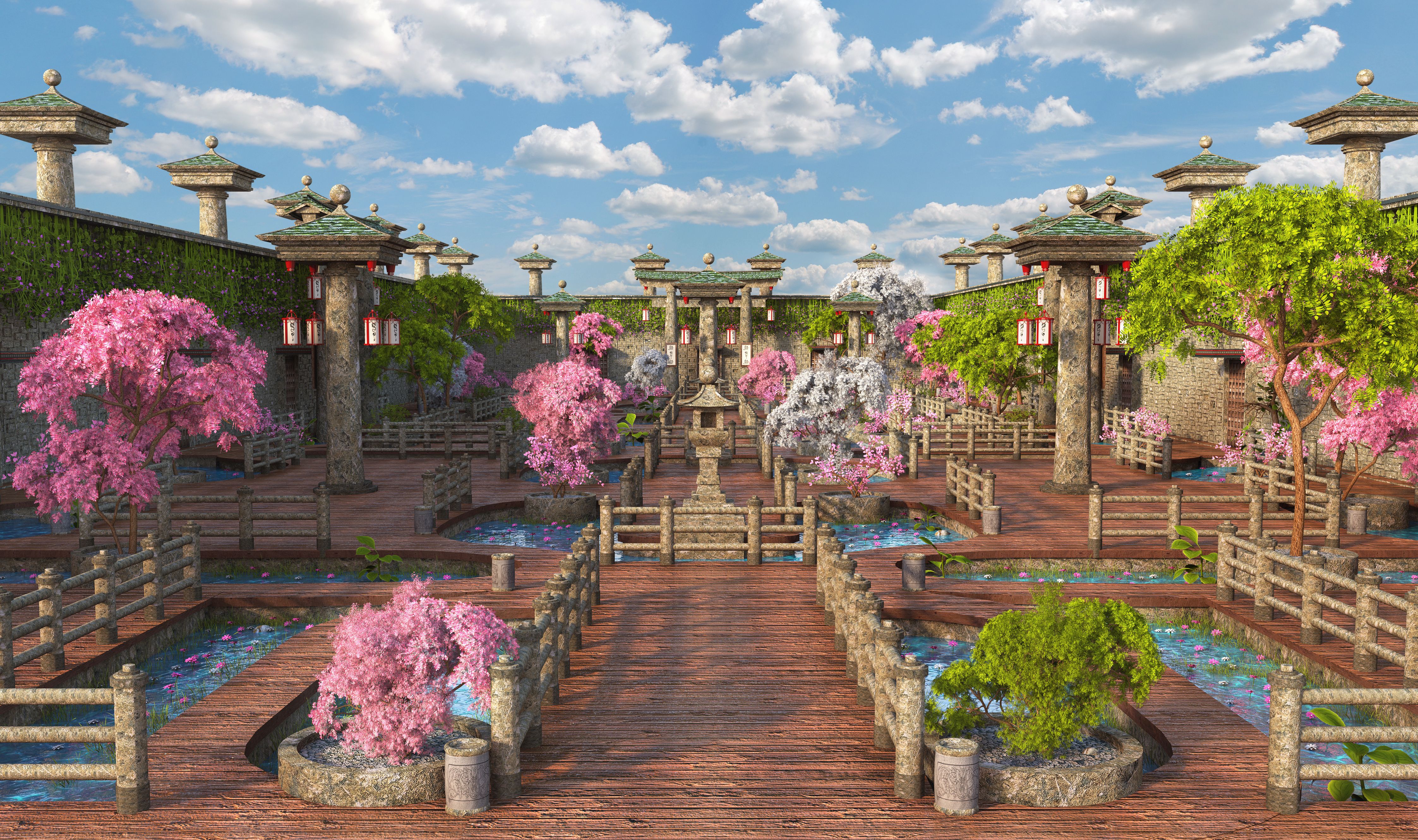 Japanese Garden Park 3d model