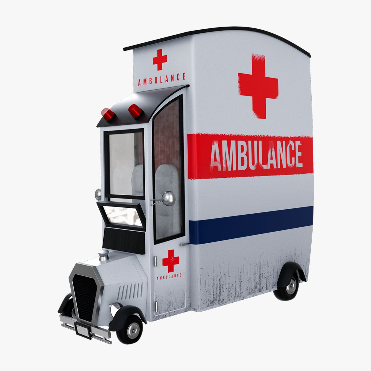 Carro de desenho animado de ambulância 3d model