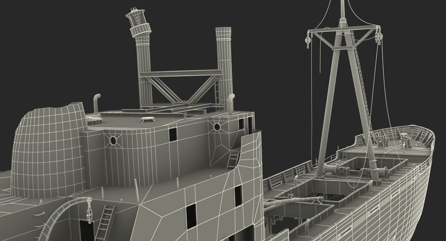 Rusty Ship Wreck royalty-free 3d model - Preview no. 29