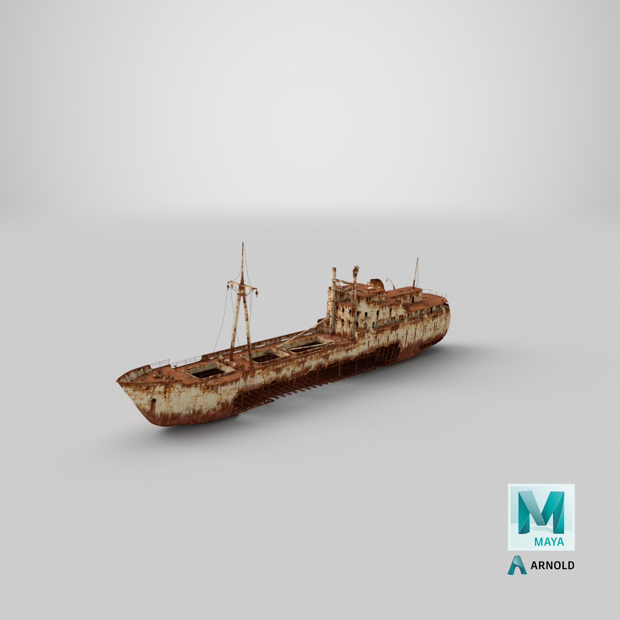 Rusty Ship Wreck royalty-free 3d model - Preview no. 39