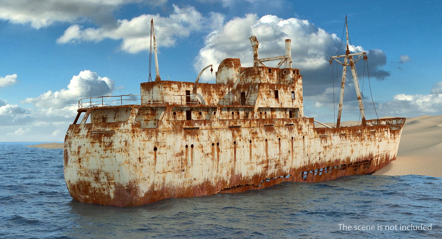 Rusty Ship Wreck royalty-free 3d model - Preview no. 4