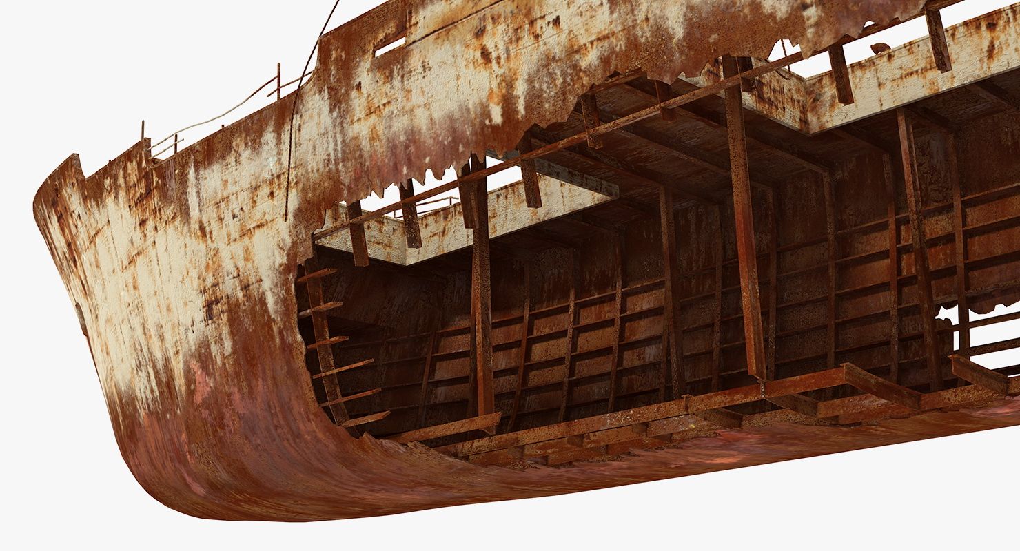 Rusty Ship Wreck royalty-free 3d model - Preview no. 8