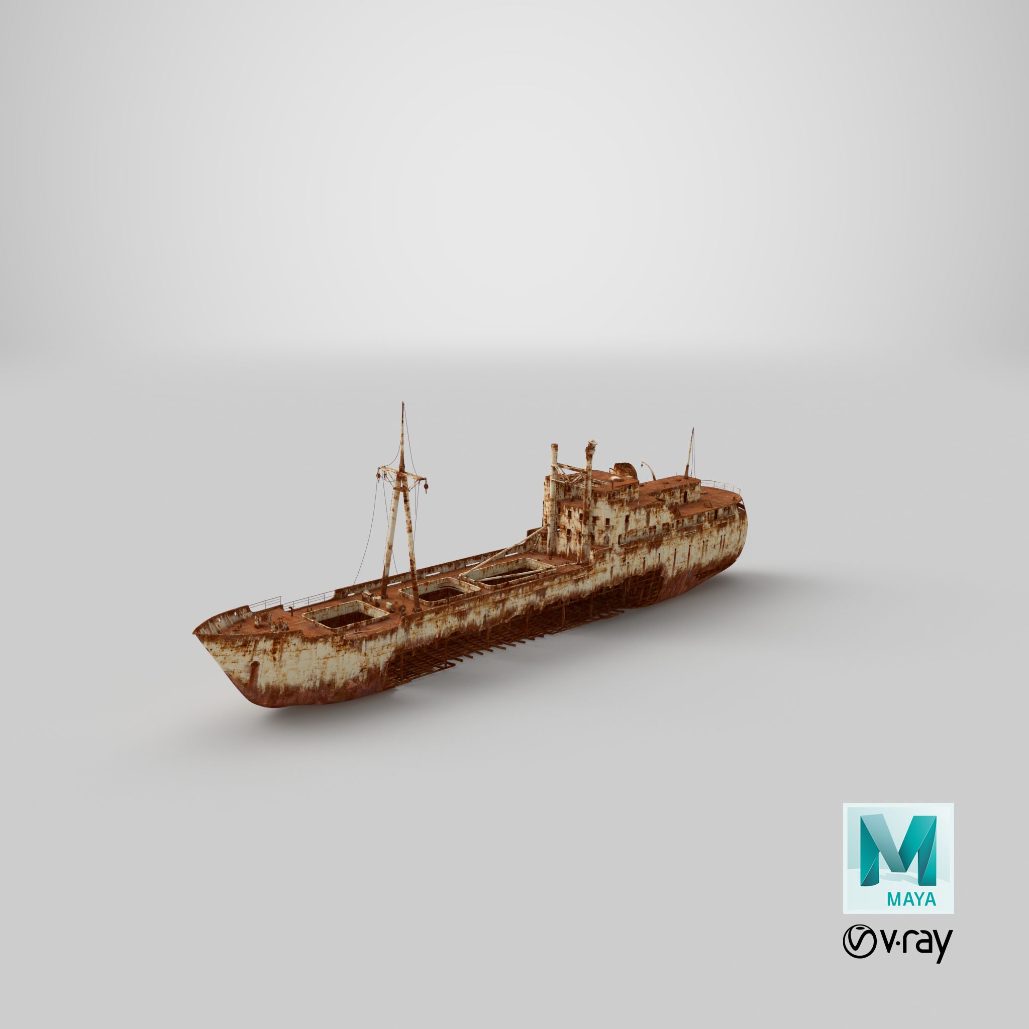 Rusty Ship Wreck royalty-free 3d model - Preview no. 41