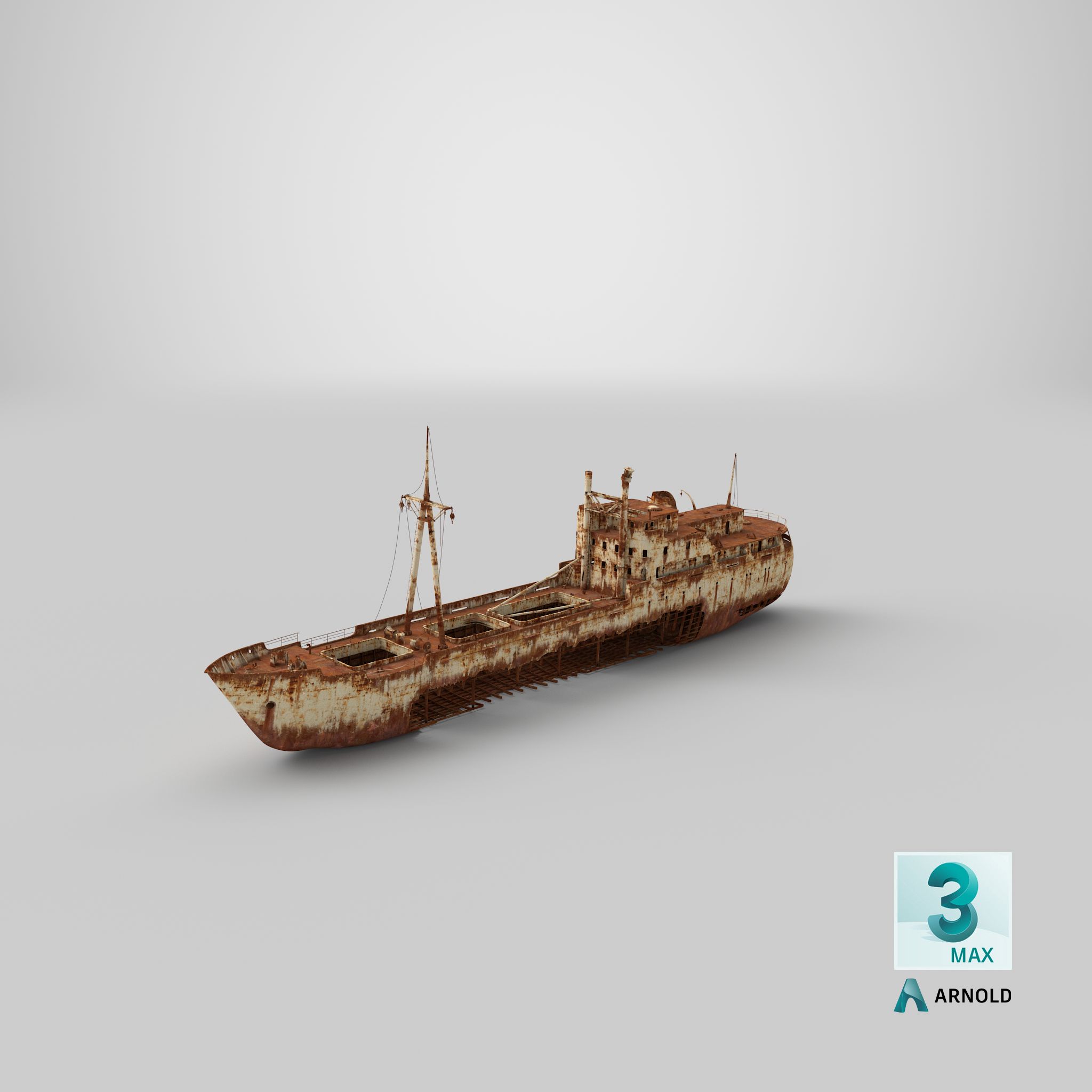 Rusty Ship Wreck royalty-free 3d model - Preview no. 36