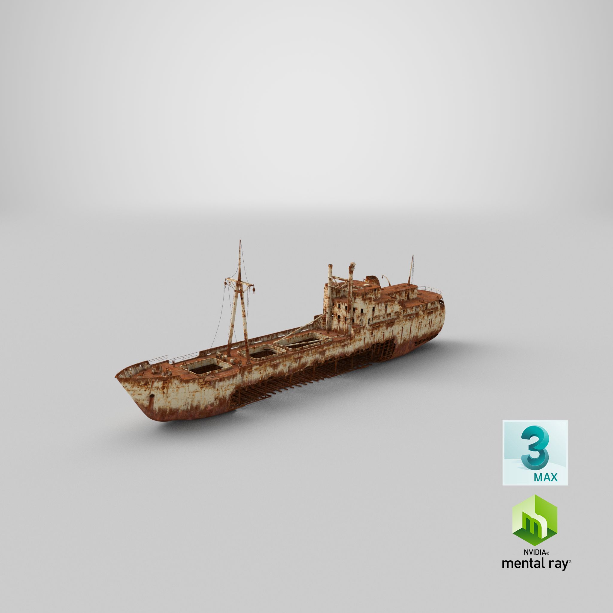 Rusty Ship Wreck royalty-free 3d model - Preview no. 37