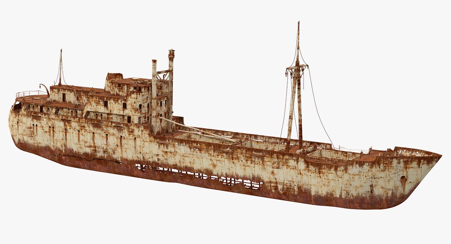 Rusty Ship Wreck royalty-free 3d model - Preview no. 6