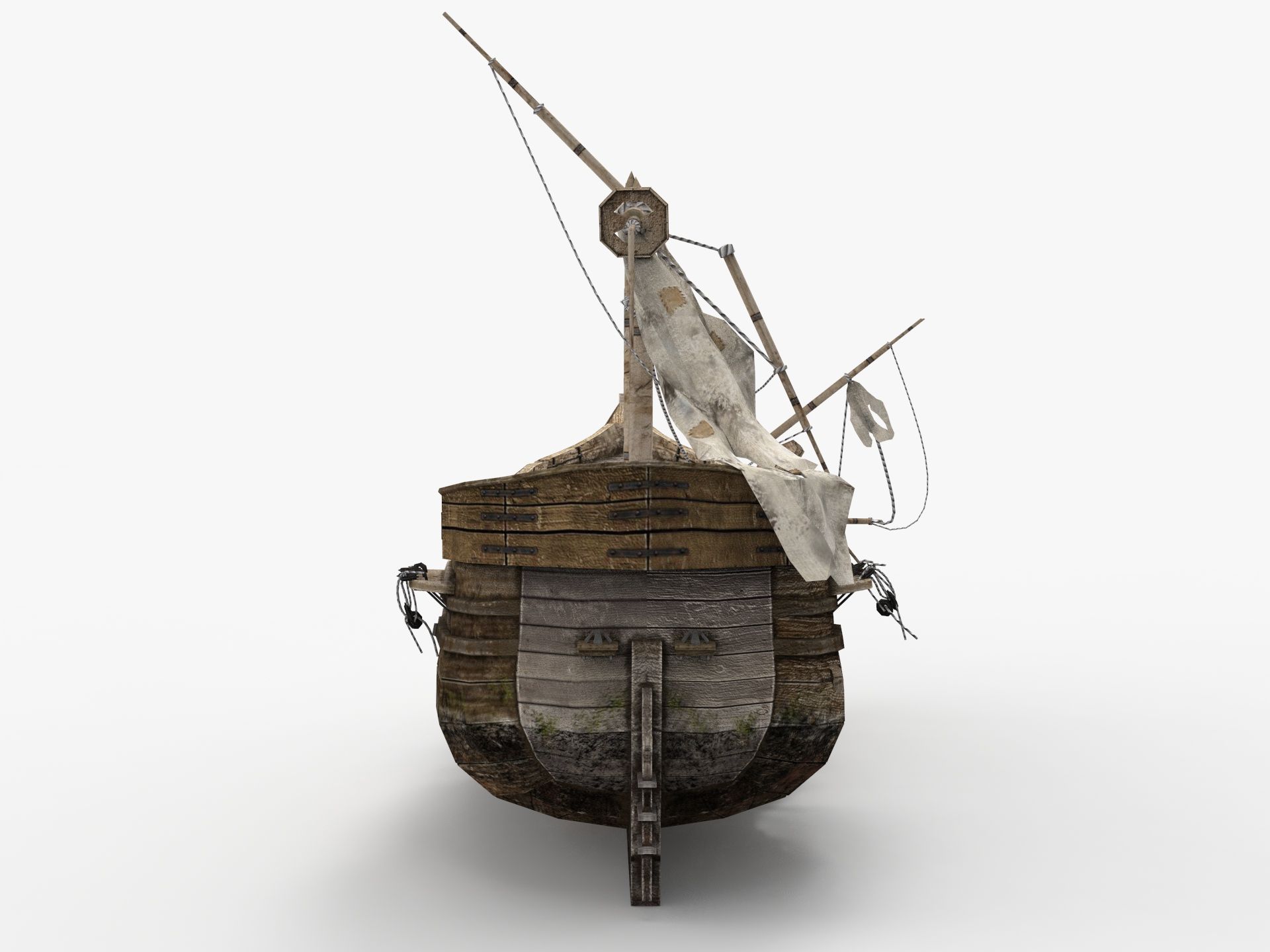 Wrecked Ship broken Low-poly royalty-free 3d model - Preview no. 10