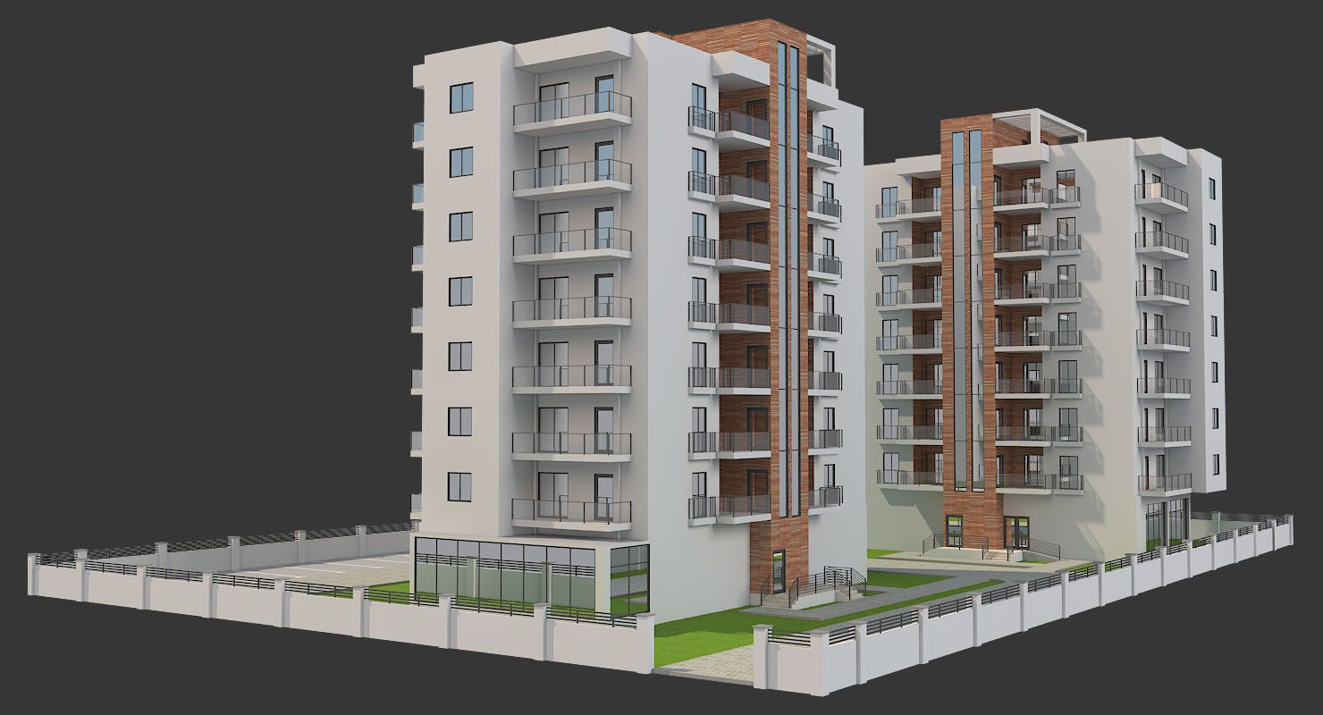 Apartmanlar Blok 3 royalty-free 3d model - Preview no. 4