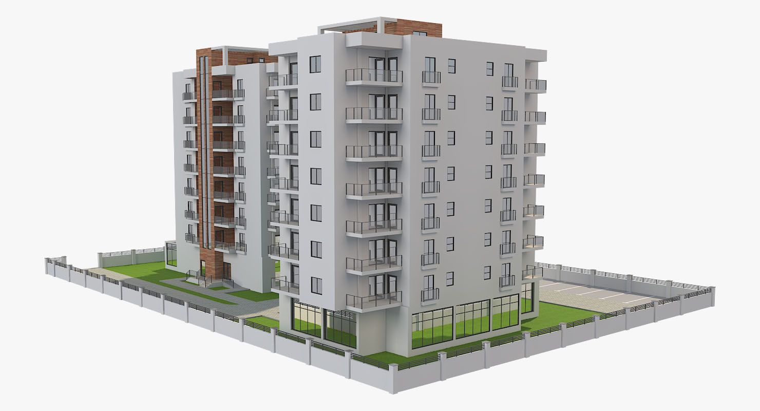 Apartmanlar Blok 3 royalty-free 3d model - Preview no. 7