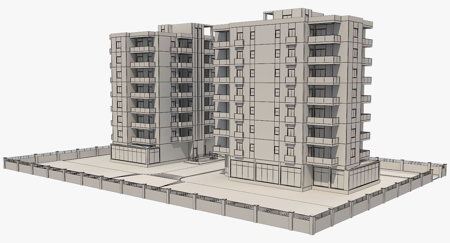 Apartmanlar Blok 3 royalty-free 3d model - Preview no. 14