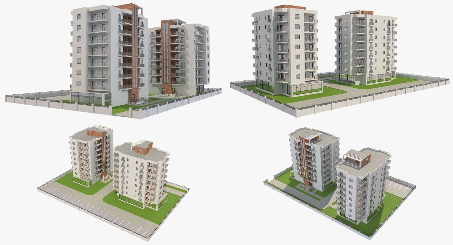 Apartmanlar Blok 3 royalty-free 3d model - Preview no. 11