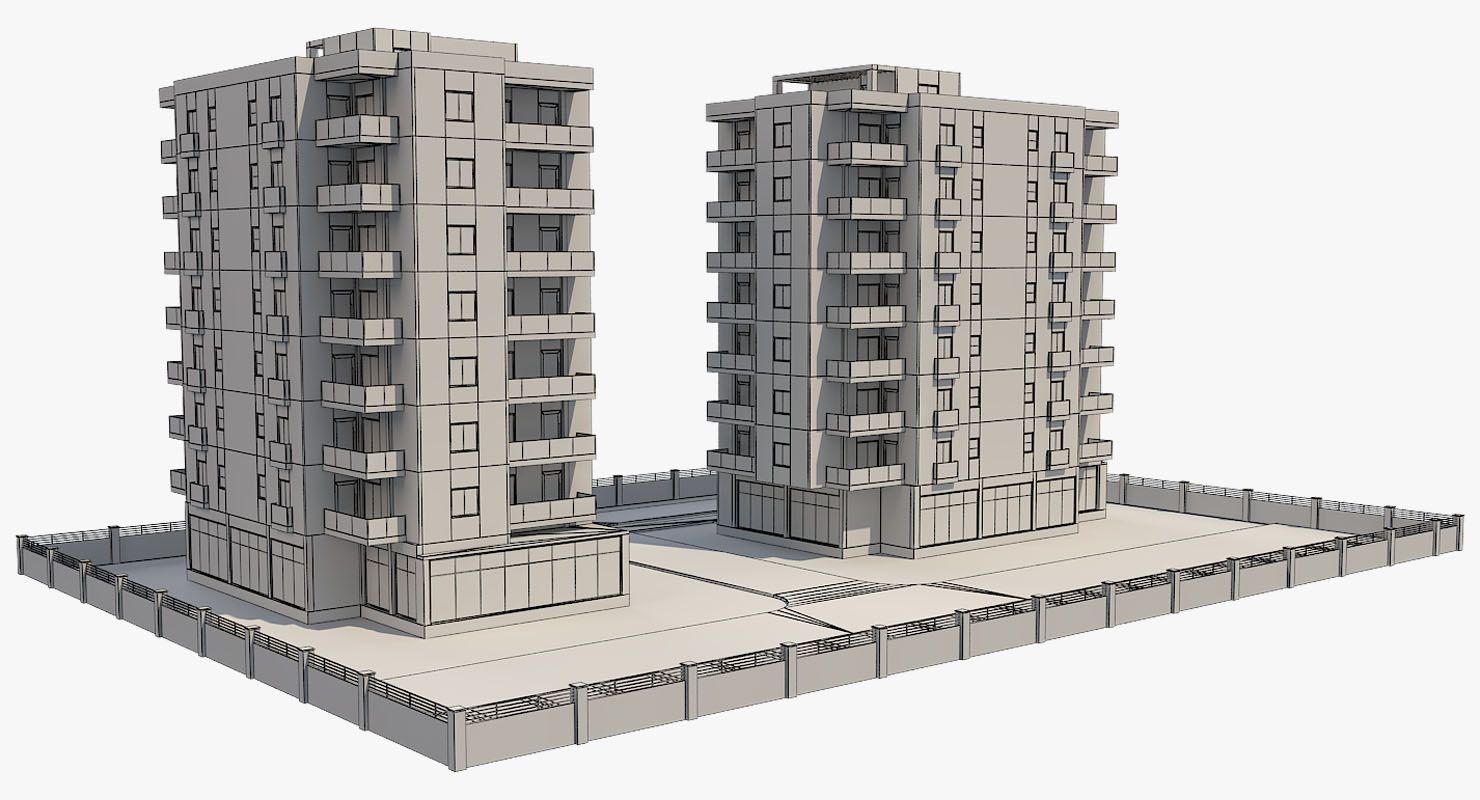 Apartmanlar Blok 3 royalty-free 3d model - Preview no. 13