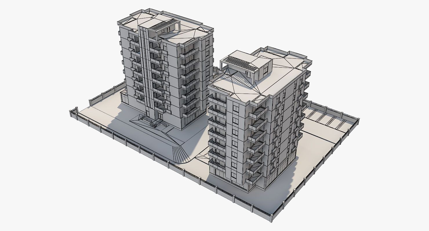 Apartmanlar Blok 3 royalty-free 3d model - Preview no. 18