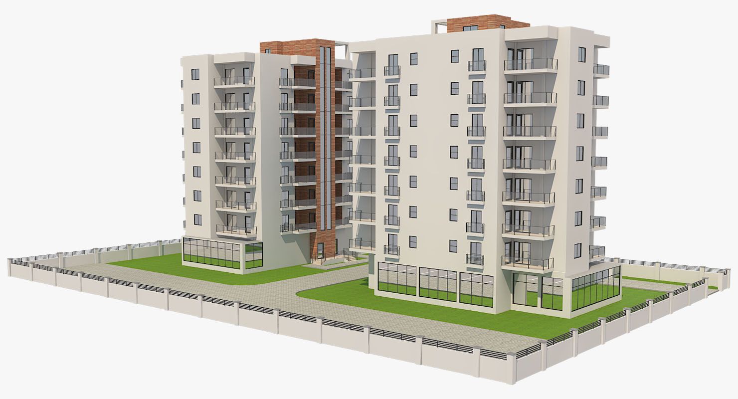 Apartmanlar Blok 3 royalty-free 3d model - Preview no. 6