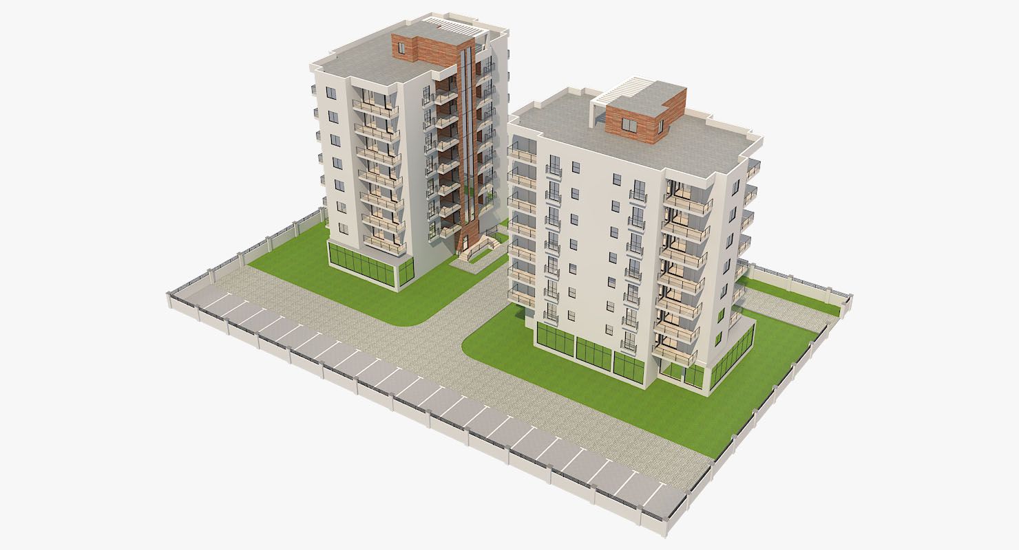 Apartmanlar Blok 3 royalty-free 3d model - Preview no. 9