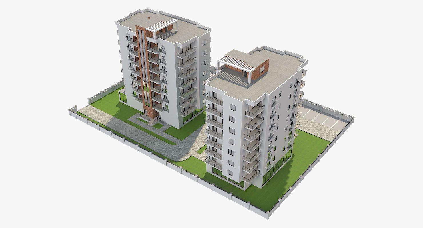 Apartmanlar Blok 3 royalty-free 3d model - Preview no. 10