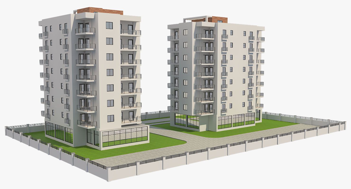 Apartmanlar Blok 3 royalty-free 3d model - Preview no. 5