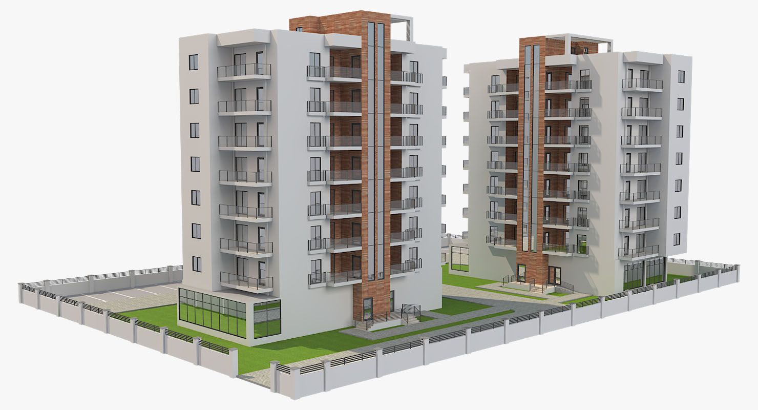 Apartmanlar Blok 3 royalty-free 3d model - Preview no. 8