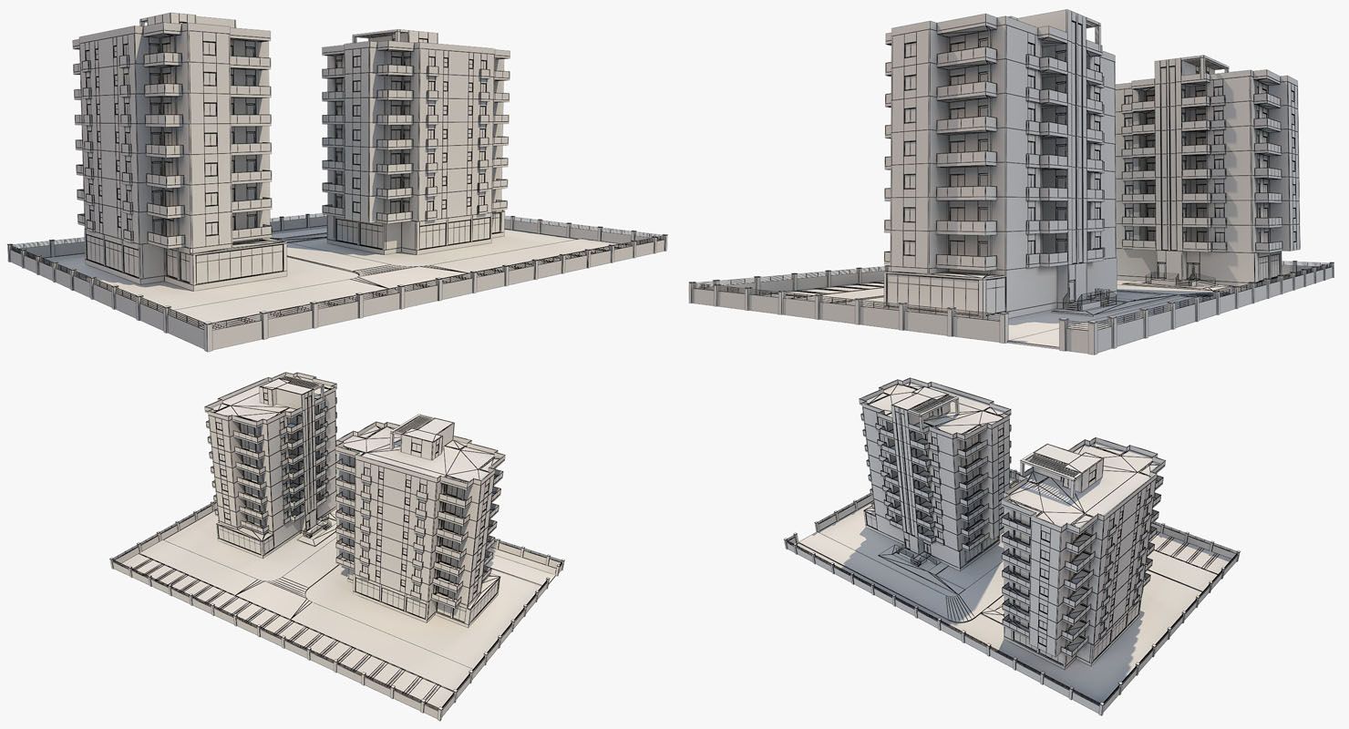 Apartmanlar Blok 3 royalty-free 3d model - Preview no. 19