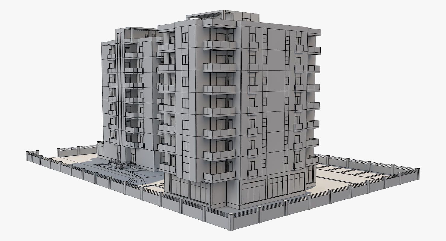 Apartmanlar Blok 3 royalty-free 3d model - Preview no. 15