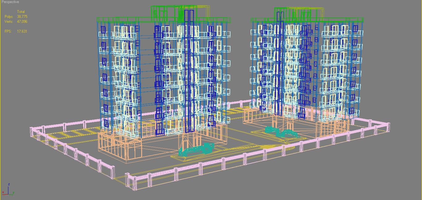 Apartmanlar Blok 3 royalty-free 3d model - Preview no. 20