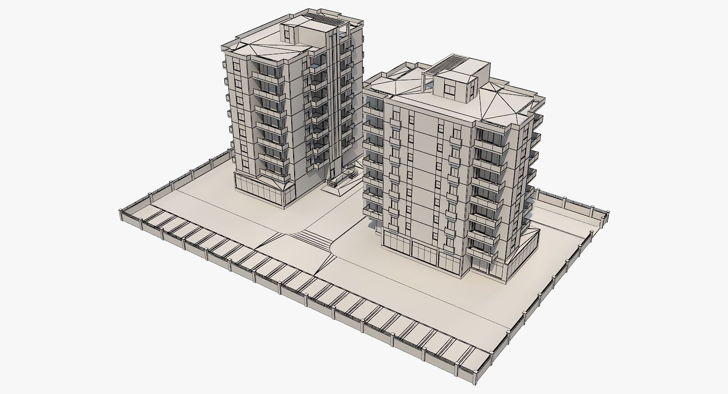 Apartmanlar Blok 3 royalty-free 3d model - Preview no. 17