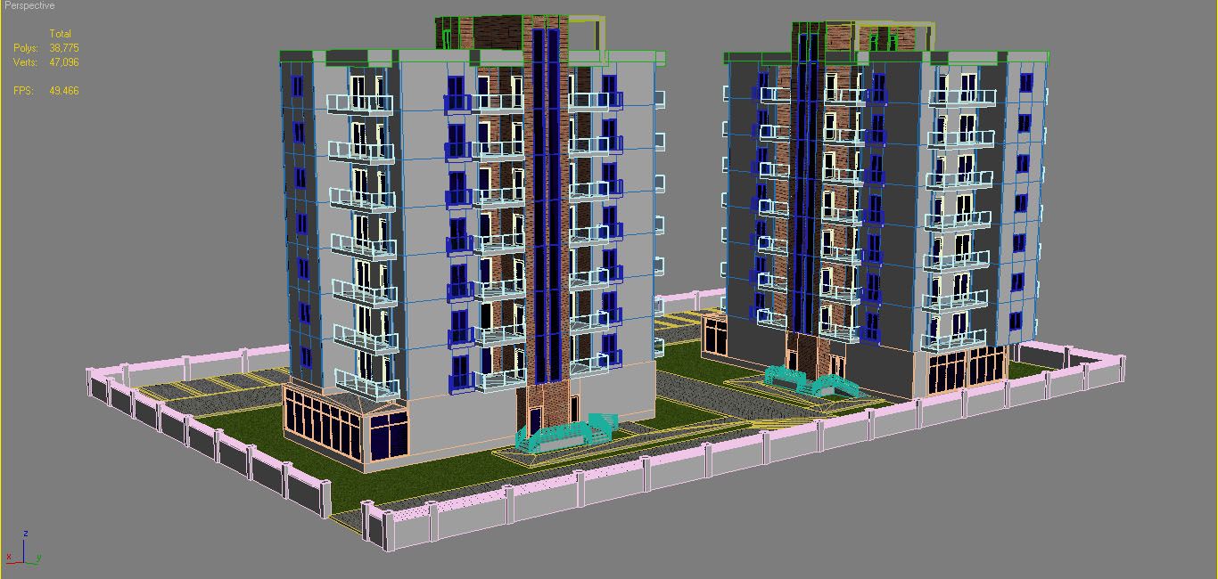 Apartmanlar Blok 3 royalty-free 3d model - Preview no. 21