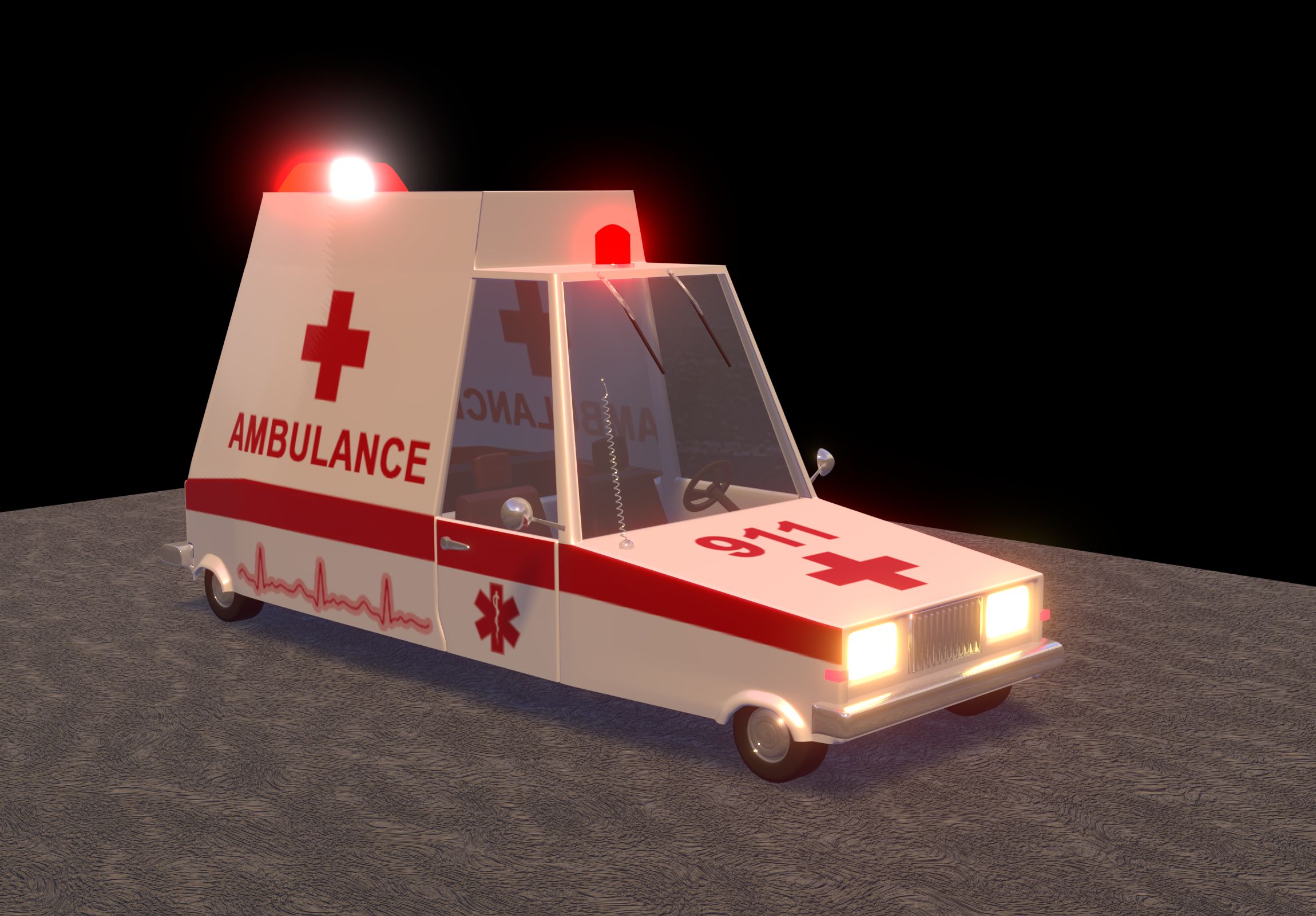 Carro de ambulância 3d model