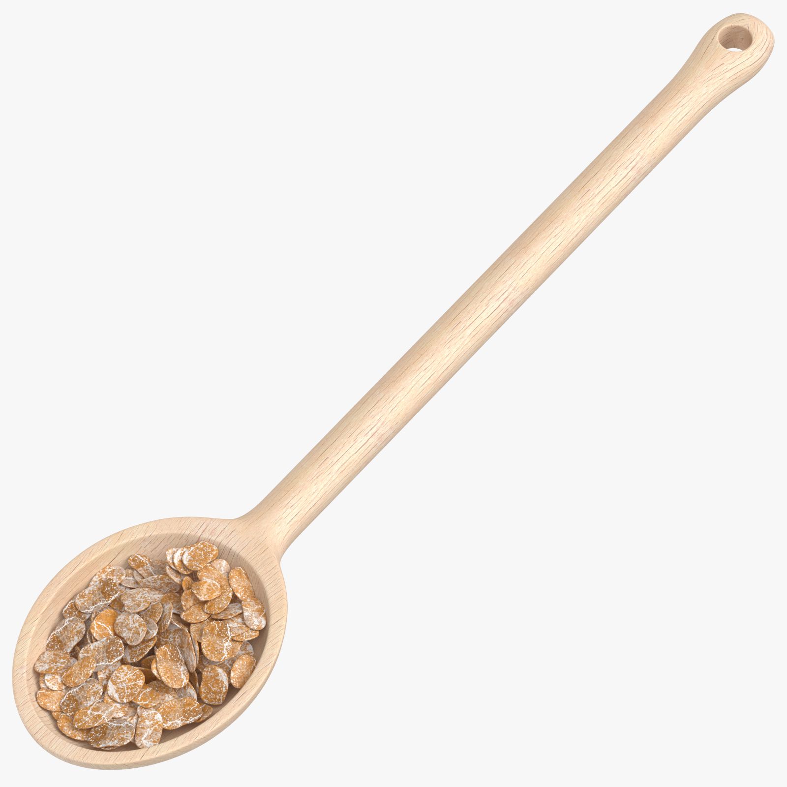 Wooden Spoon Oats Grains 3d model