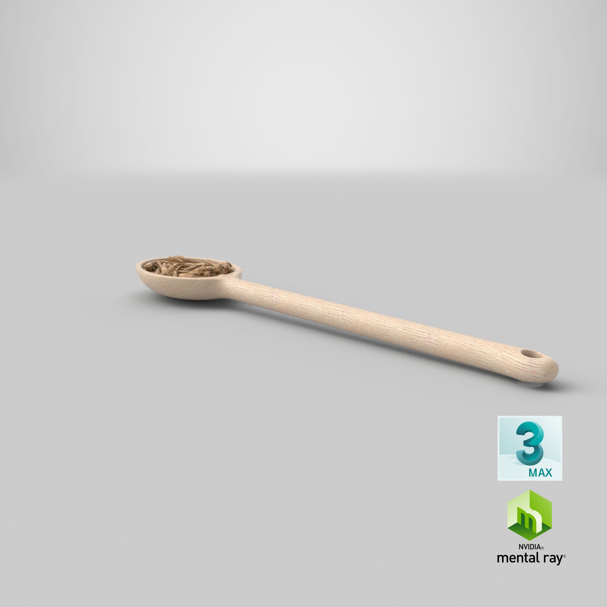 Wooden Spoon Cereal Grains royalty-free 3d model - Preview no. 24