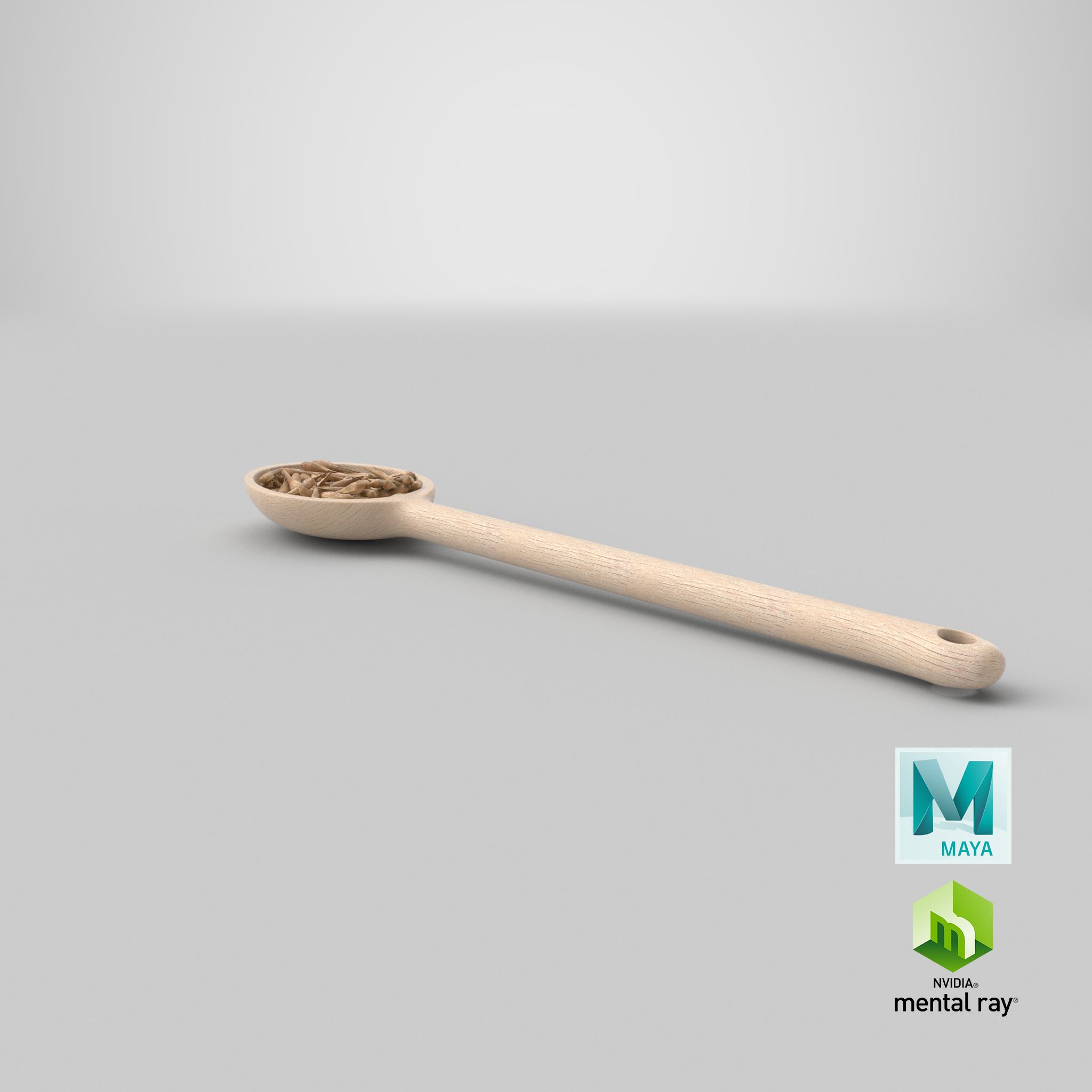 Wooden Spoon Cereal Grains royalty-free 3d model - Preview no. 26