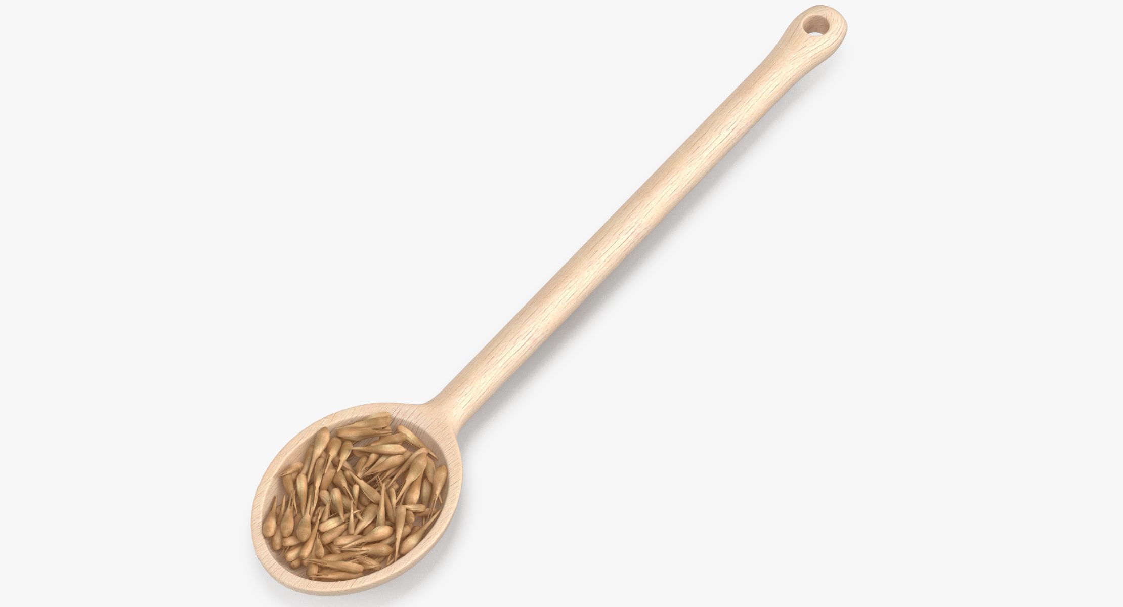 Wooden Spoon Cereal Grains royalty-free 3d model - Preview no. 3