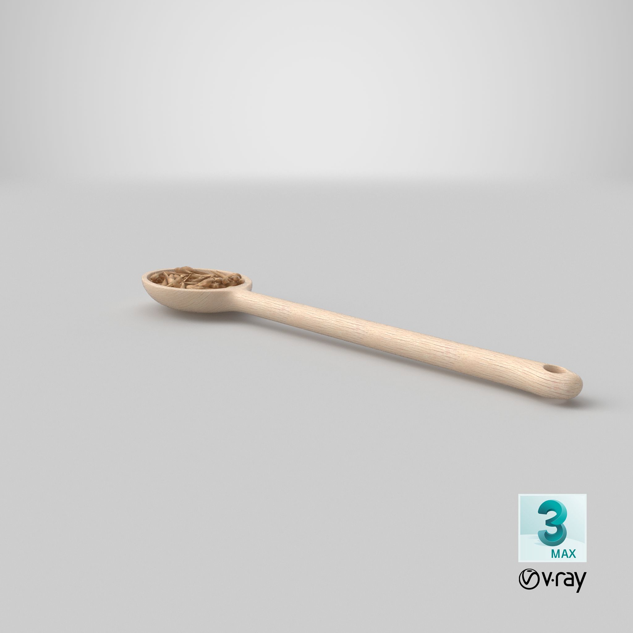 Wooden Spoon Cereal Grains royalty-free 3d model - Preview no. 25