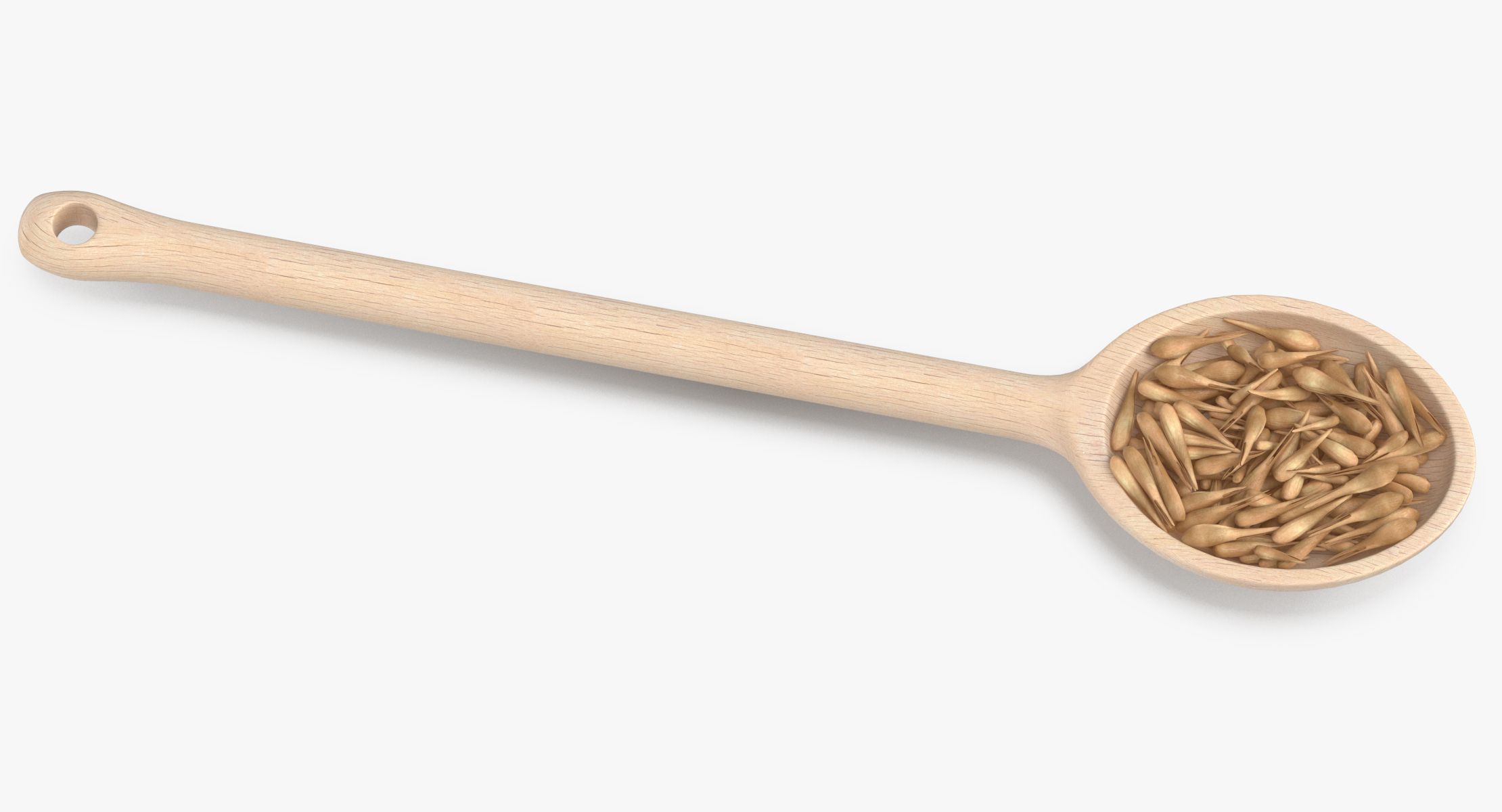 Wooden Spoon Cereal Grains royalty-free 3d model - Preview no. 7