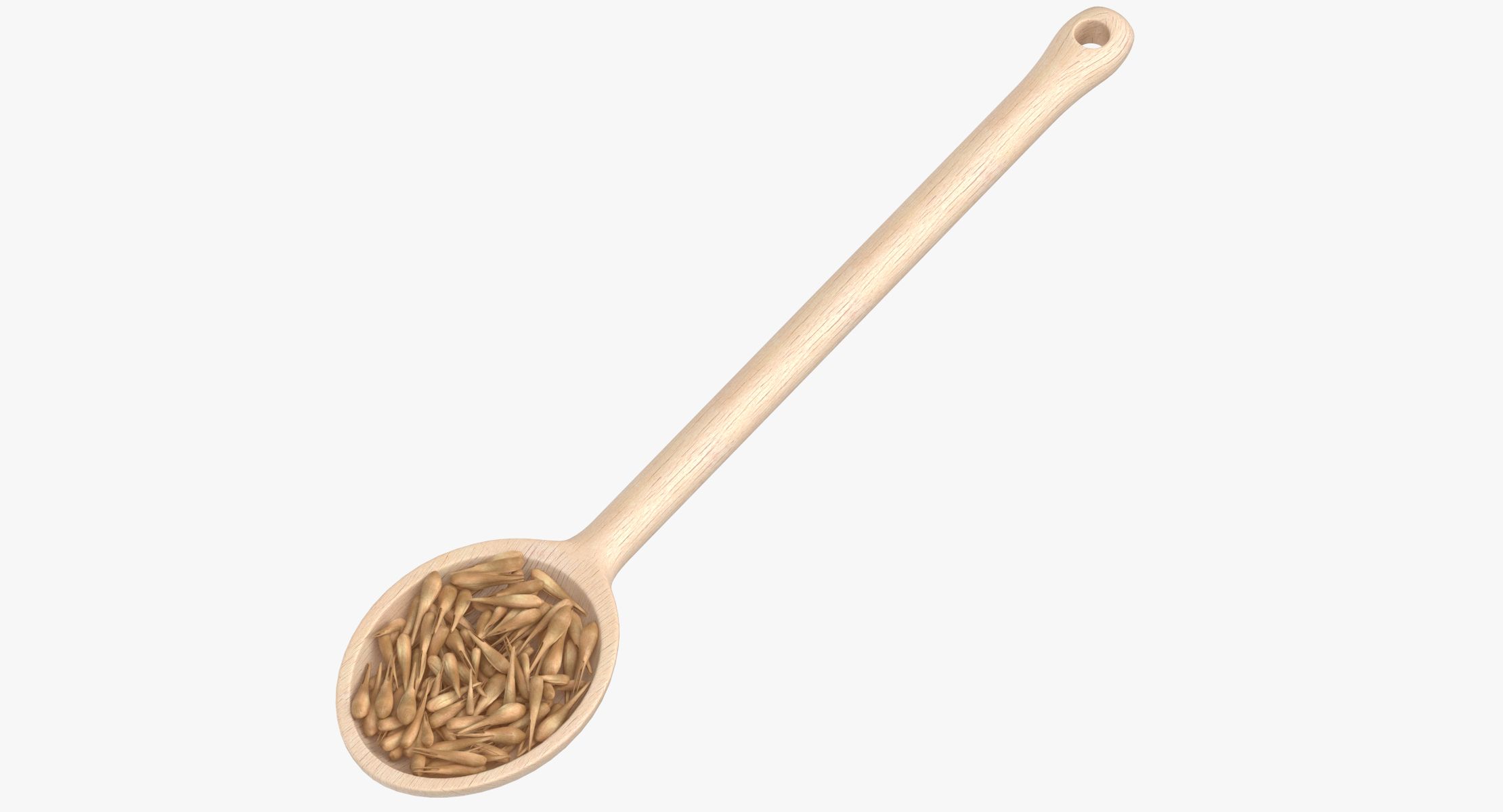 Wooden Spoon Cereal Grains royalty-free 3d model - Preview no. 2