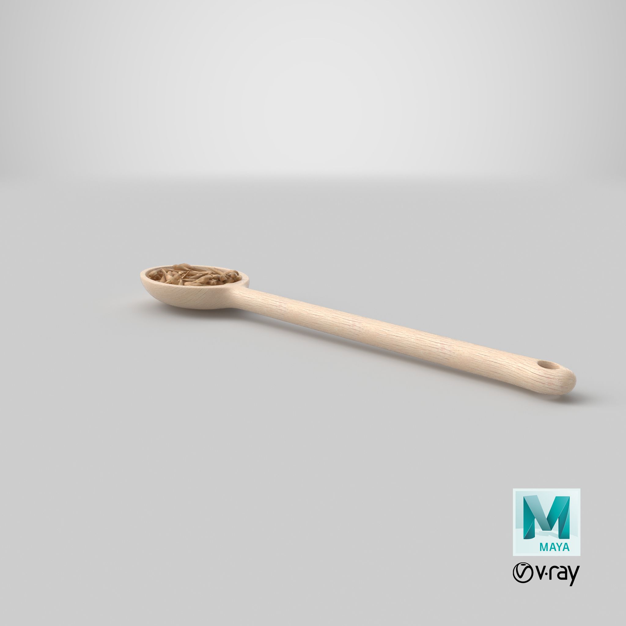 Wooden Spoon Cereal Grains royalty-free 3d model - Preview no. 27