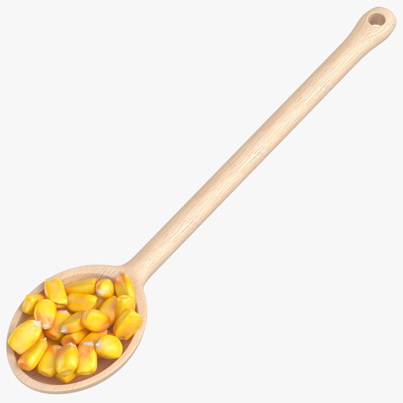 Wooden Spoon Maize Grains 3d model