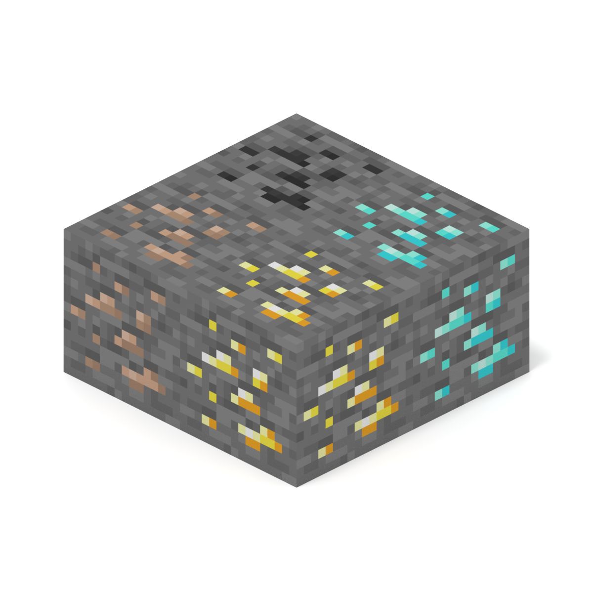 Minecraft Primary Ore Blocks | Coal, Iron, Gold, Diamond 3d model